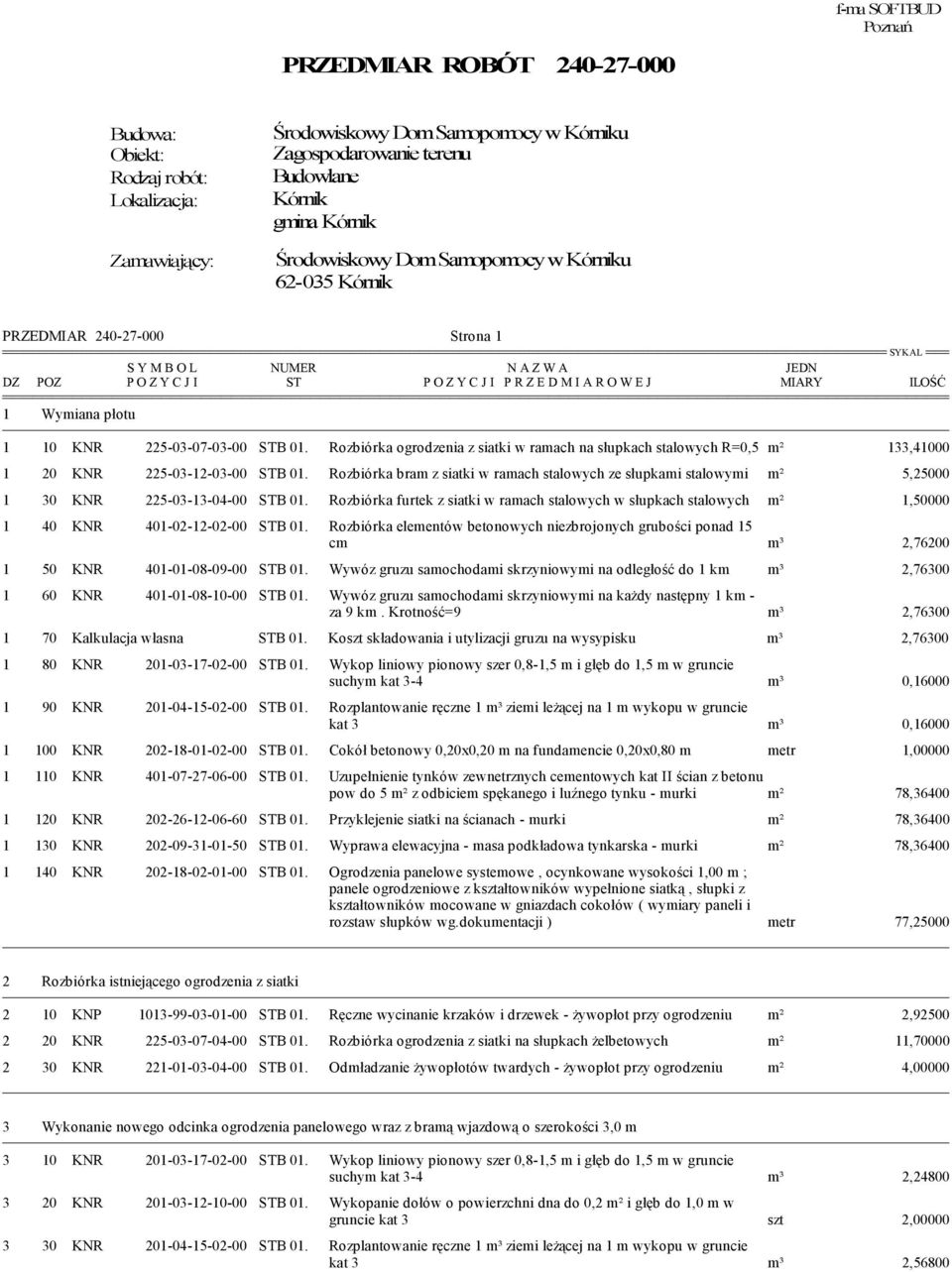 Rozbiórka bram z siatki w ramach stalowych ze słupkami stalowymi m² 5,25000 1 30 KNR 225-03-13-04-00 B 01.