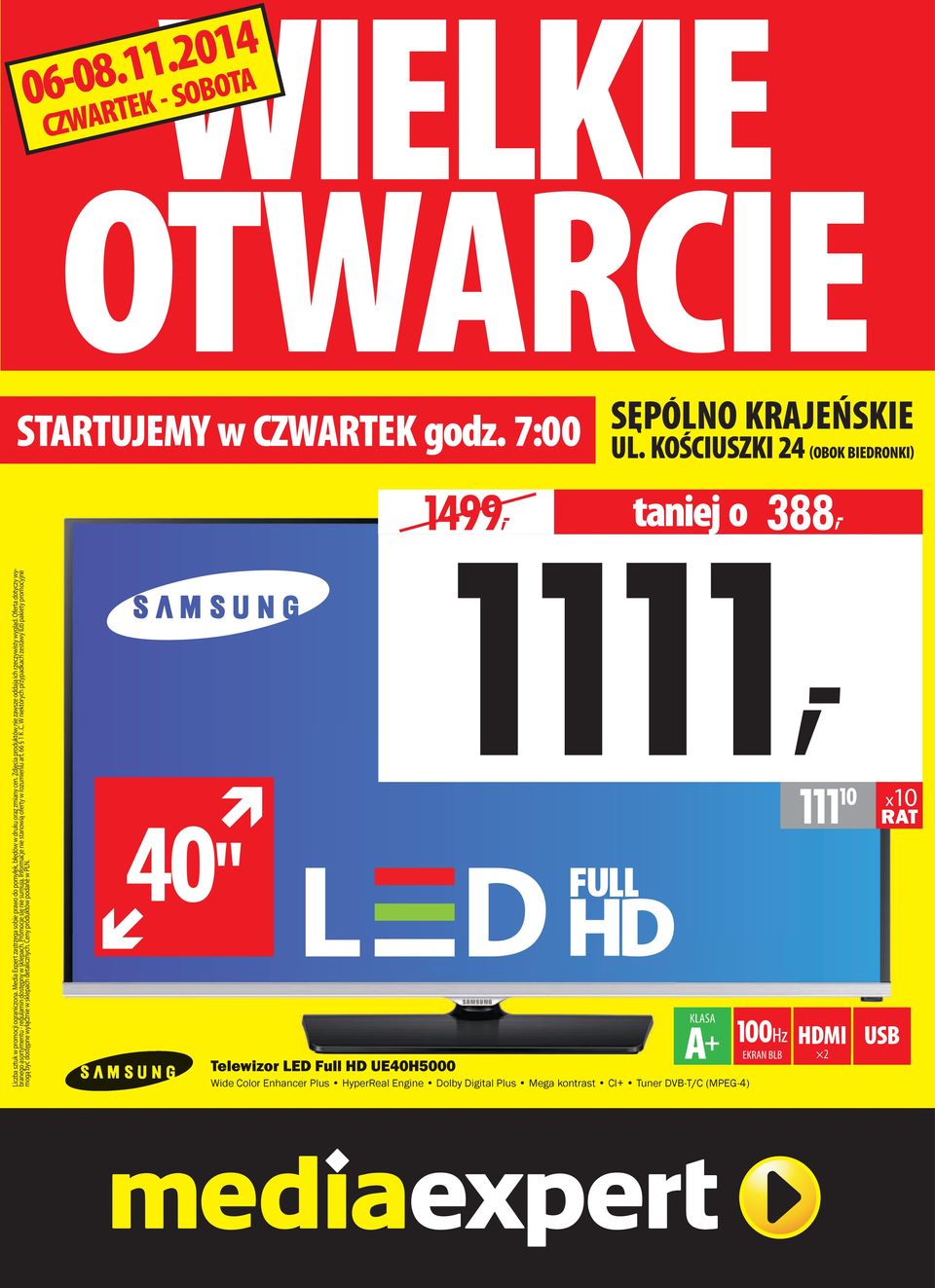 Oferta dotyczy wybranego asortymentu - regulamin dostępny w sklepach. Promocje się nie sumują. Informacje nie stanowią oferty w rozumieniu art. 66 1 K.C.