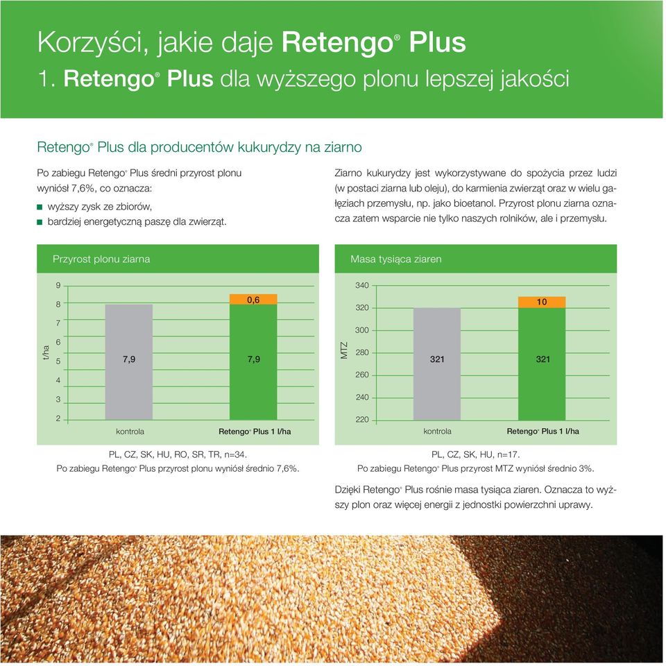 bardziej energetyczną paszę dla zwierząt. Ziarno kukurydzy jest wykorzystywane do spożycia przez ludzi (w postaci ziarna lub oleju), do karmienia zwierząt oraz w wielu gałęziach przemysłu, np.