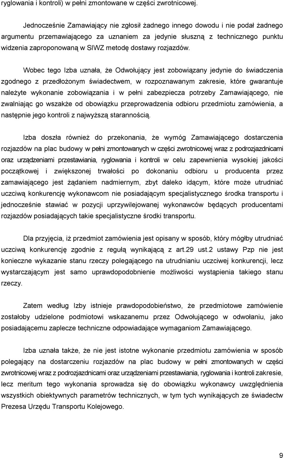 dostawy rozjazdów.