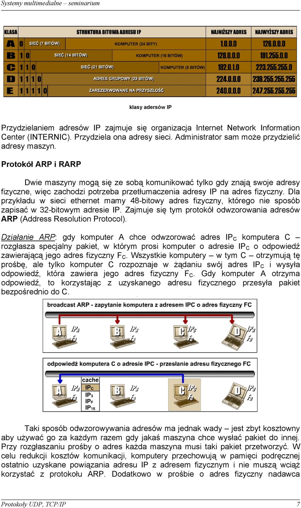 Dla przykładu w sieci ethernet mamy 48-bitowy adres fizyczny, którego nie sposób zapisać w 32-bitowym adresie IP. Zajmuje się tym protokół odwzorowania adresów ARP (Address Resolution Protocol).