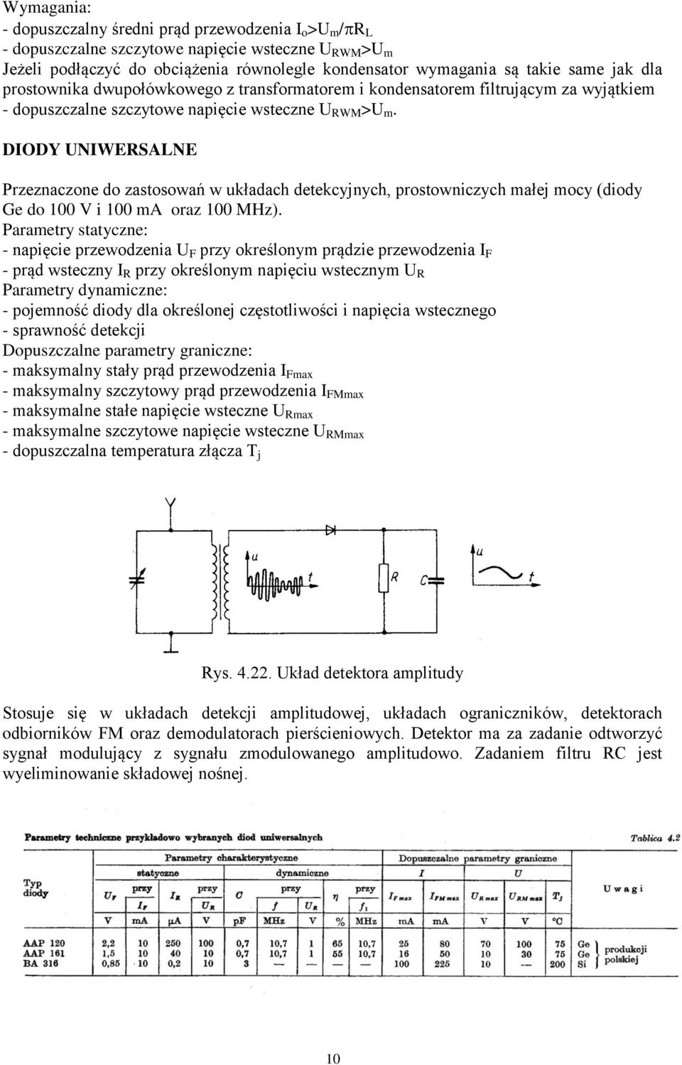 DIODY UNIWERSALNE Przeznaczone do zastosowań w układach detekcyjnych, prostowniczych małej mocy (diody Ge do 100 V i 100 ma oraz 100 MHz).