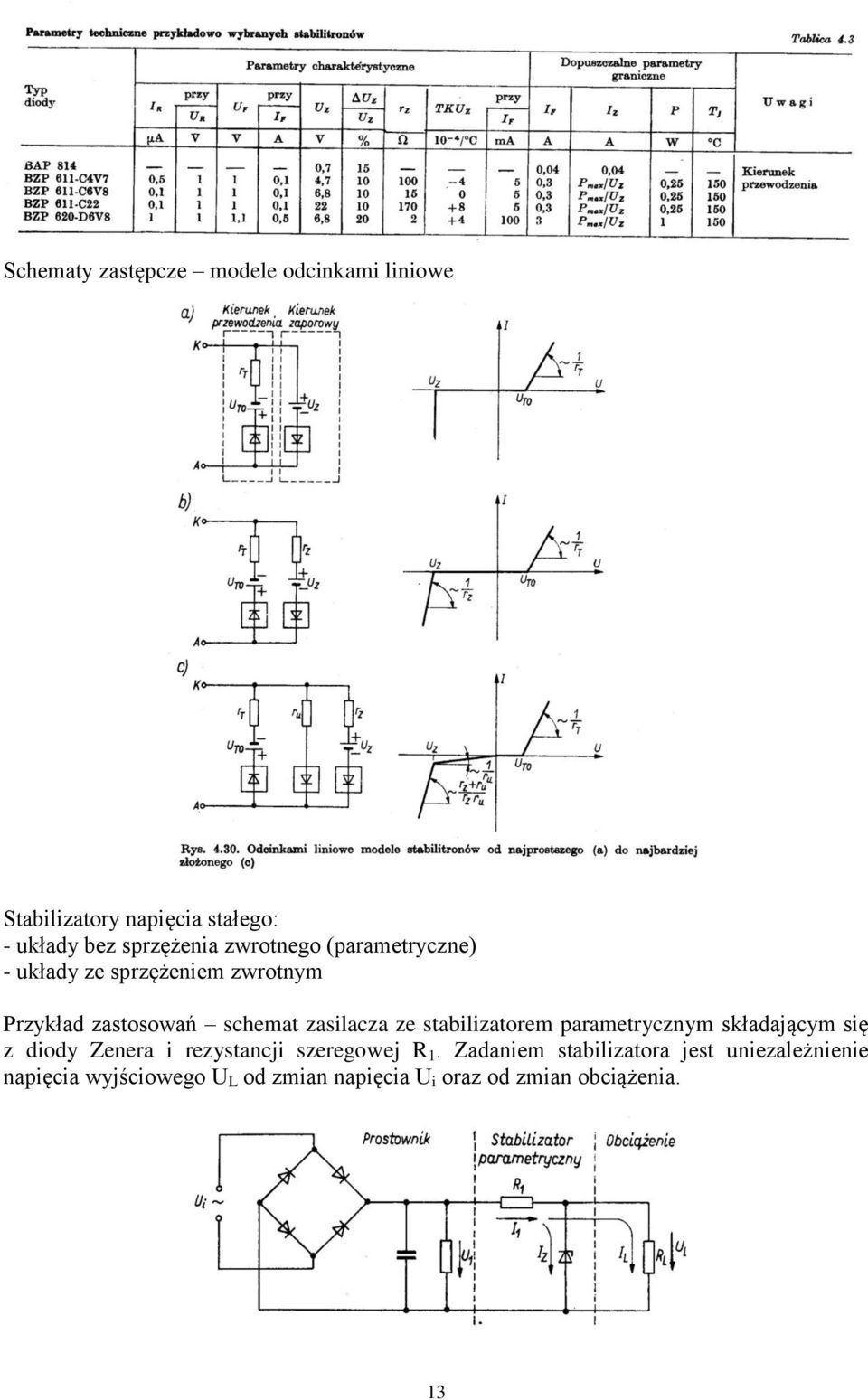 stabilizatorem parametrycznym składającym się z diody Zenera i rezystancji szeregowej R 1.