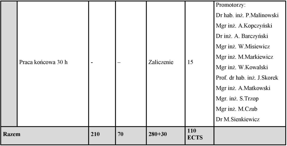 Misiewicz Mgr inż. M.Markiewicz Mgr inż. W.Kowalski Prof. dr hab. inż. J.