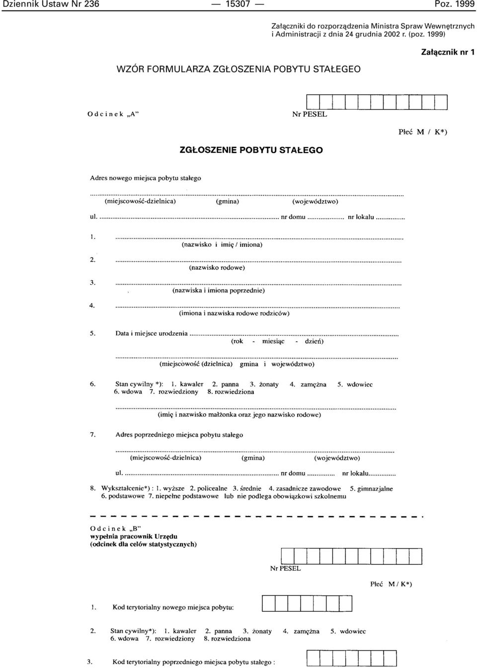 àczniki do rozporzàdzenia Ministra Spraw Wewn