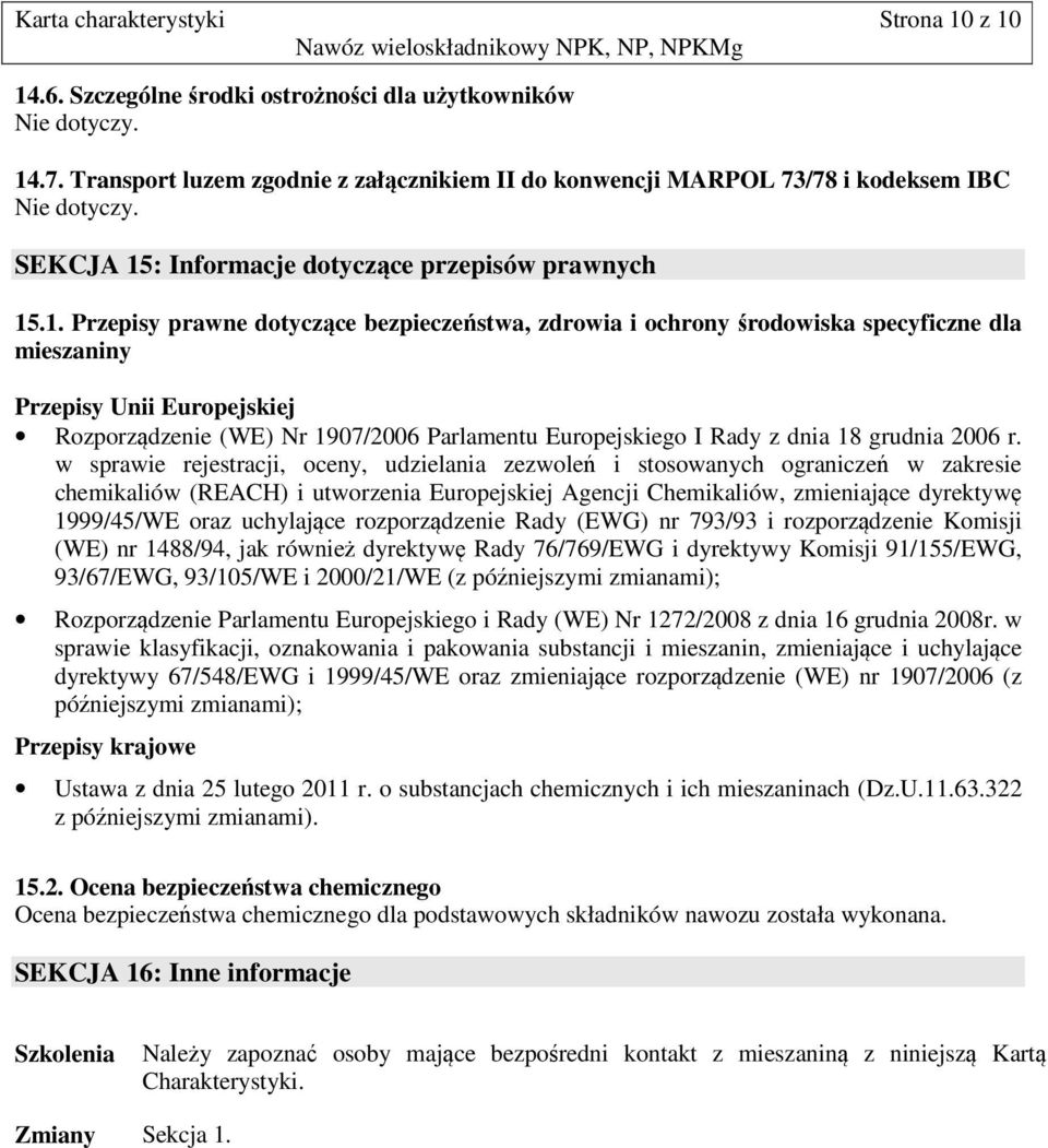 : Informacje dotyczące przepisów prawnych 15