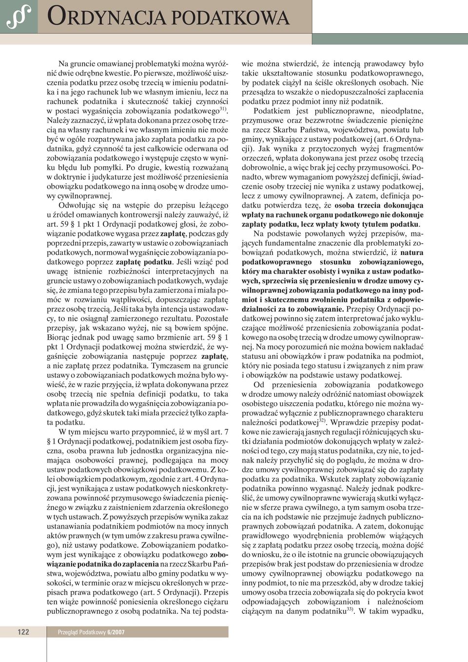 wygaœniêcia zobowi¹zania podatkowego 31).