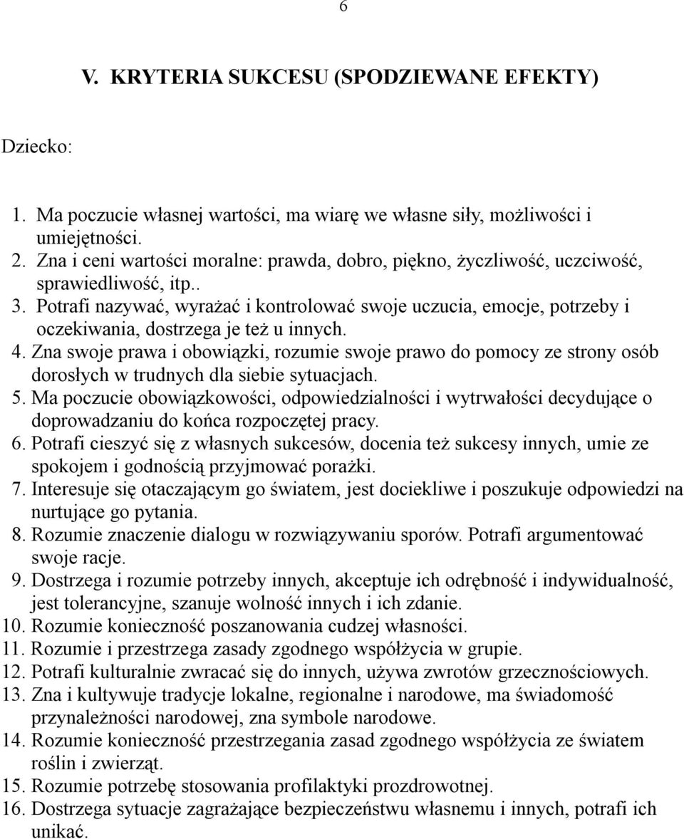 Potrafi nazywać, wyrażać i kontrolować swoje uczucia, emocje, potrzeby i oczekiwania, dostrzega je też u innych. 4.