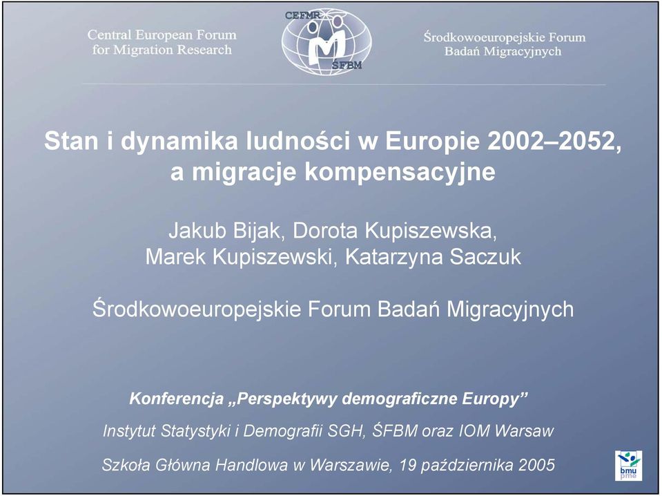 Badań Migracyjnych Konferencja Perspektywy demograficzne Europy Instytut Statystyki