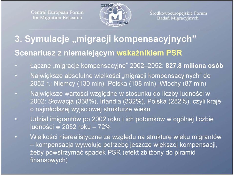 czyli kraje o najmłodszej wyjściowej strukturze wieku Udział imigrantów po 22 roku i ich potomków w ogólnej liczbie ludności w 252 roku 72% Wielkości nierealistyczne