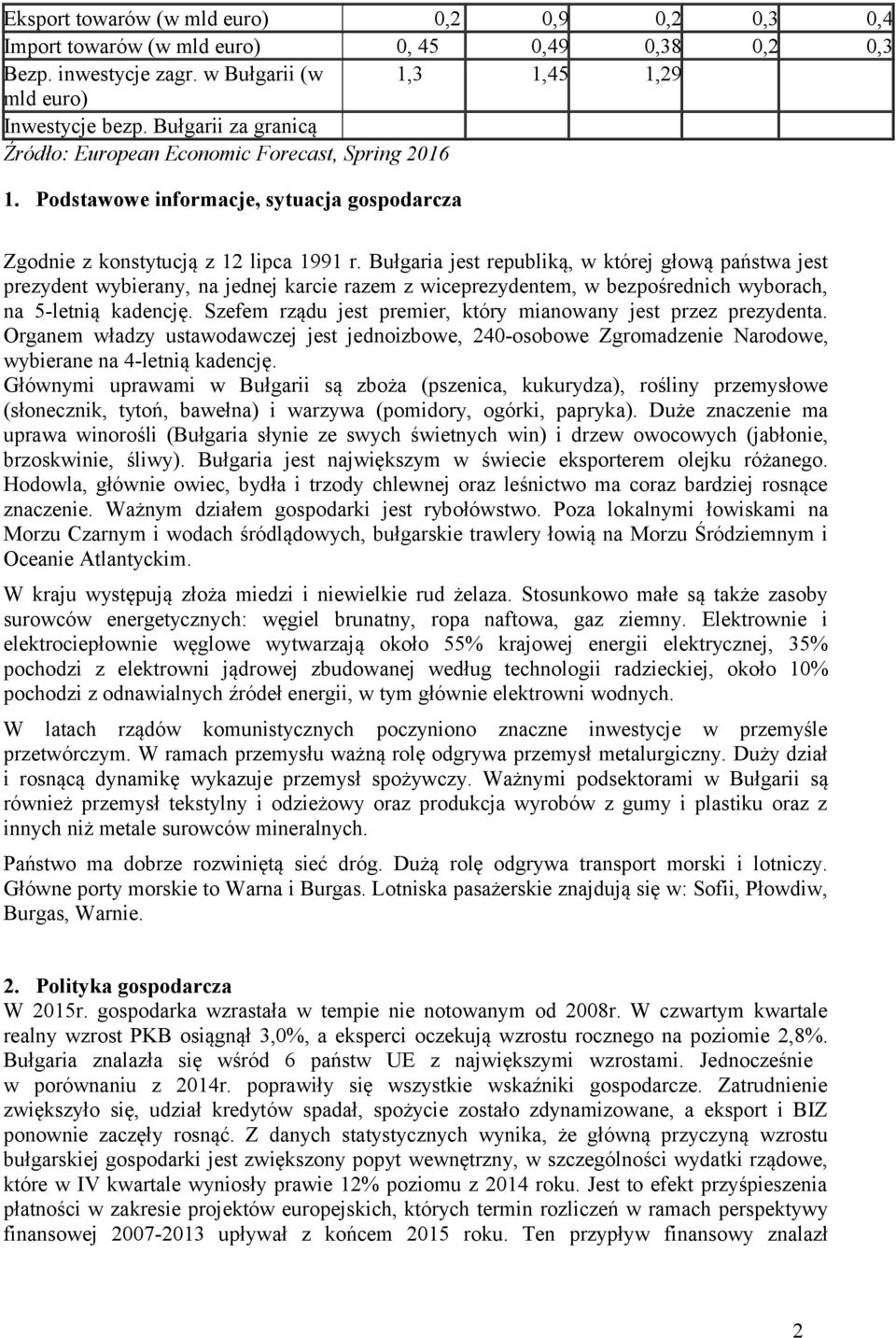 Bułgaria jest republiką, w której głową państwa jest prezydent wybierany, na jednej karcie razem z wiceprezydentem, w bezpośrednich wyborach, na 5-letnią kadencję.