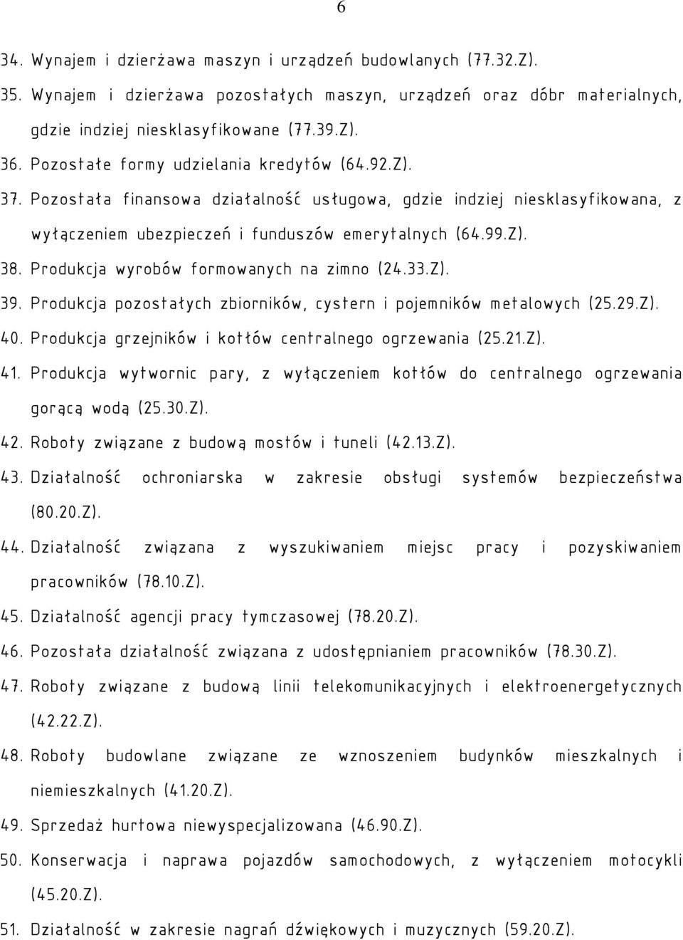 Produkcja wyrobów formowanych na zimno (24.33.Z). 39. Produkcja pozostałych zbiorników, cystern i pojemników metalowych (25.29.Z). 40. Produkcja grzejników i kotłów centralnego ogrzewania (25.21.Z). 41.