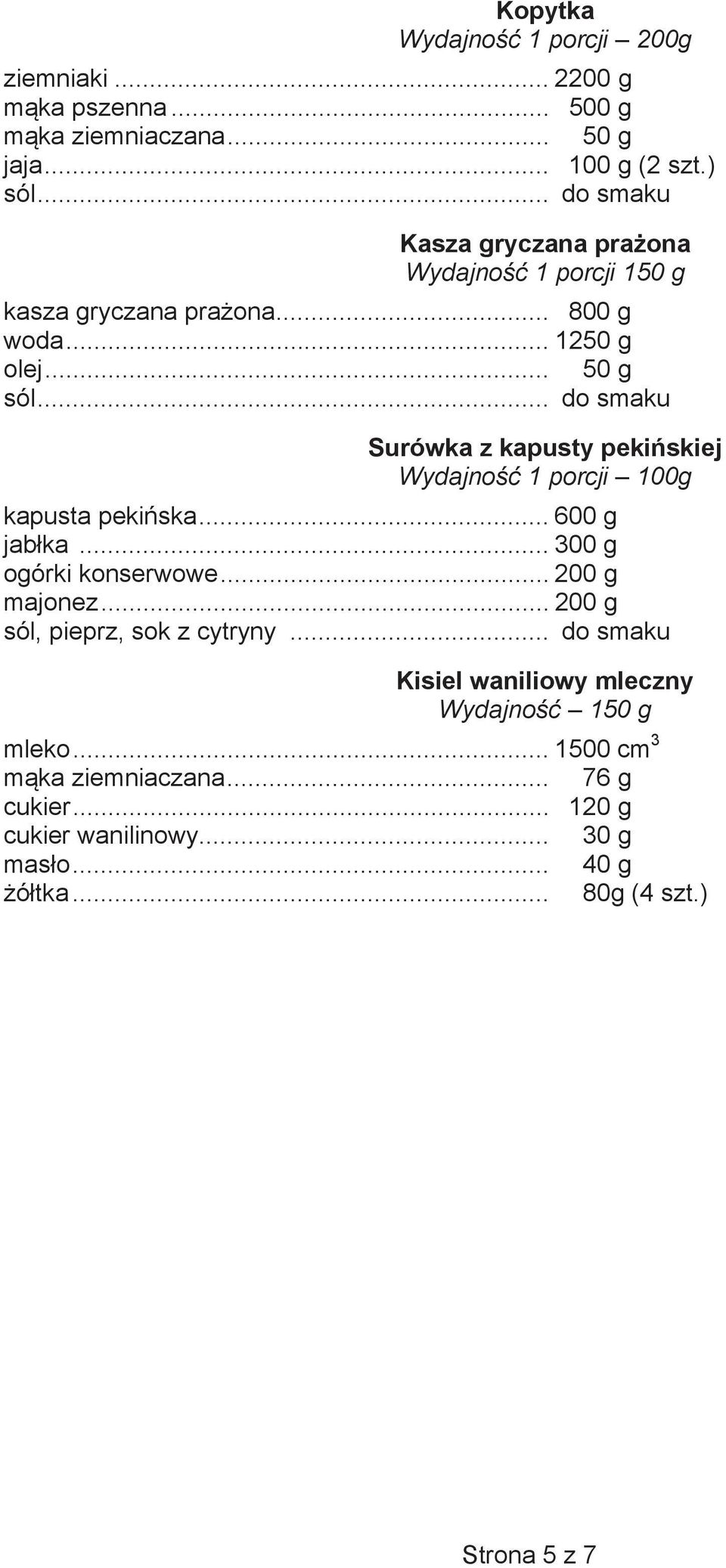 .. do smaku Surówka z kapusty pekiskiej Wydajno 1 porcji 100g kapusta pekiska... 600 g jabka... 300 g ogórki konserwowe... 200 g majonez.