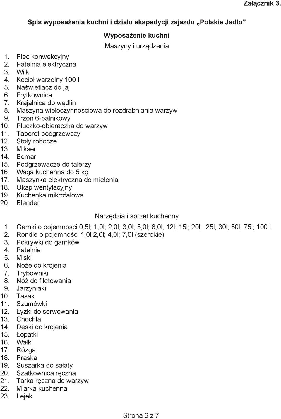 Stoy robocze 13. Mikser 14. Bemar 15. Podgrzewacze do talerzy 16. Waga kuchenna do 5 kg 17. Maszynka elektryczna do mielenia 18. Okap wentylacyjny 19. Kuchenka mikrofalowa 20.