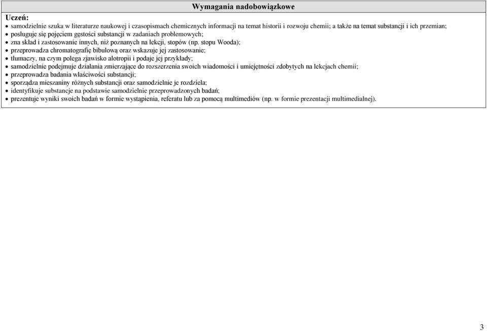 stopu Wooda); przeprowadza chromatografię bibułową oraz wskazuje jej zastosowanie; tłumaczy, na czym polega zjawisko alotropii i podaje jej przykłady; samodzielnie podejmuje działania zmierzające do