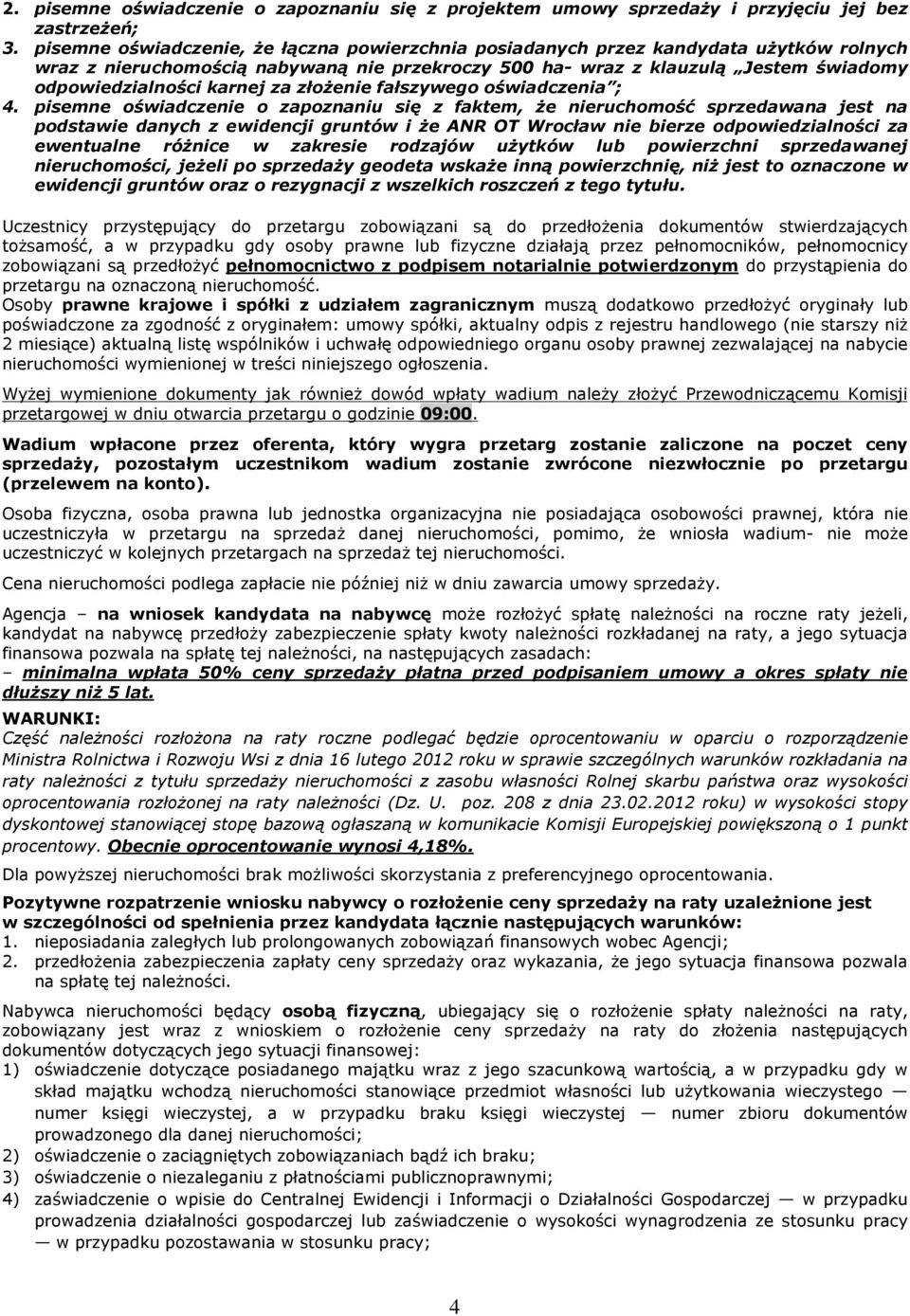 za zùo enie faùszywego oœwiadczenia ; 4.