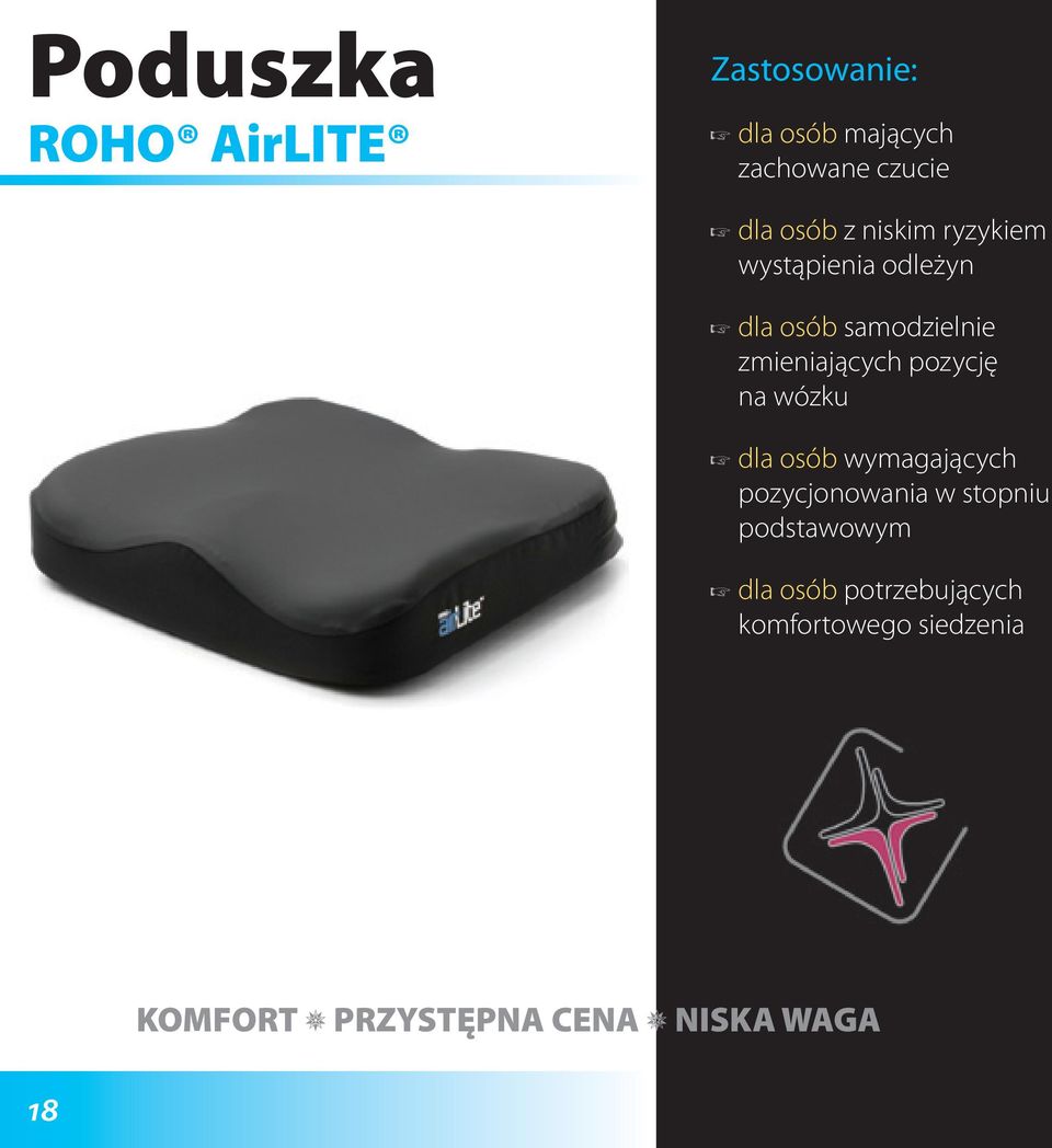pozycję na wózku dla osób wymagających pozycjonowania w stopniu podstawowym