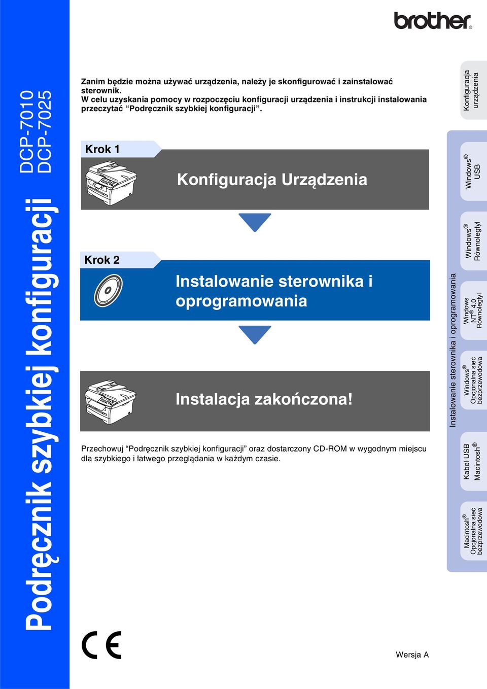 Krok 1 Konfiguracja Urządzenia Konfiguracja urządzenia USB Podręcznik szybkiej konfiguracji Krok 2 Instalowanie sterownika i oprogramowania Instalacja zakończona!