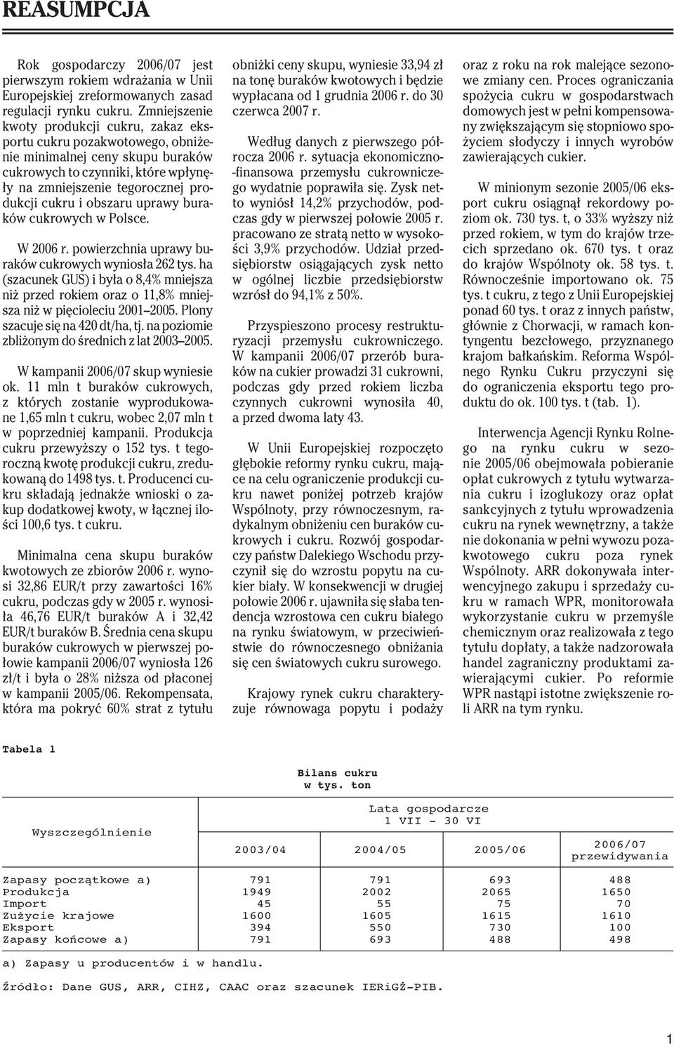 obszaru uprawy buraków cukrowych w Polsce. W 2006 r. powierzchnia uprawy buraków cukrowych wynios a 262 tys.