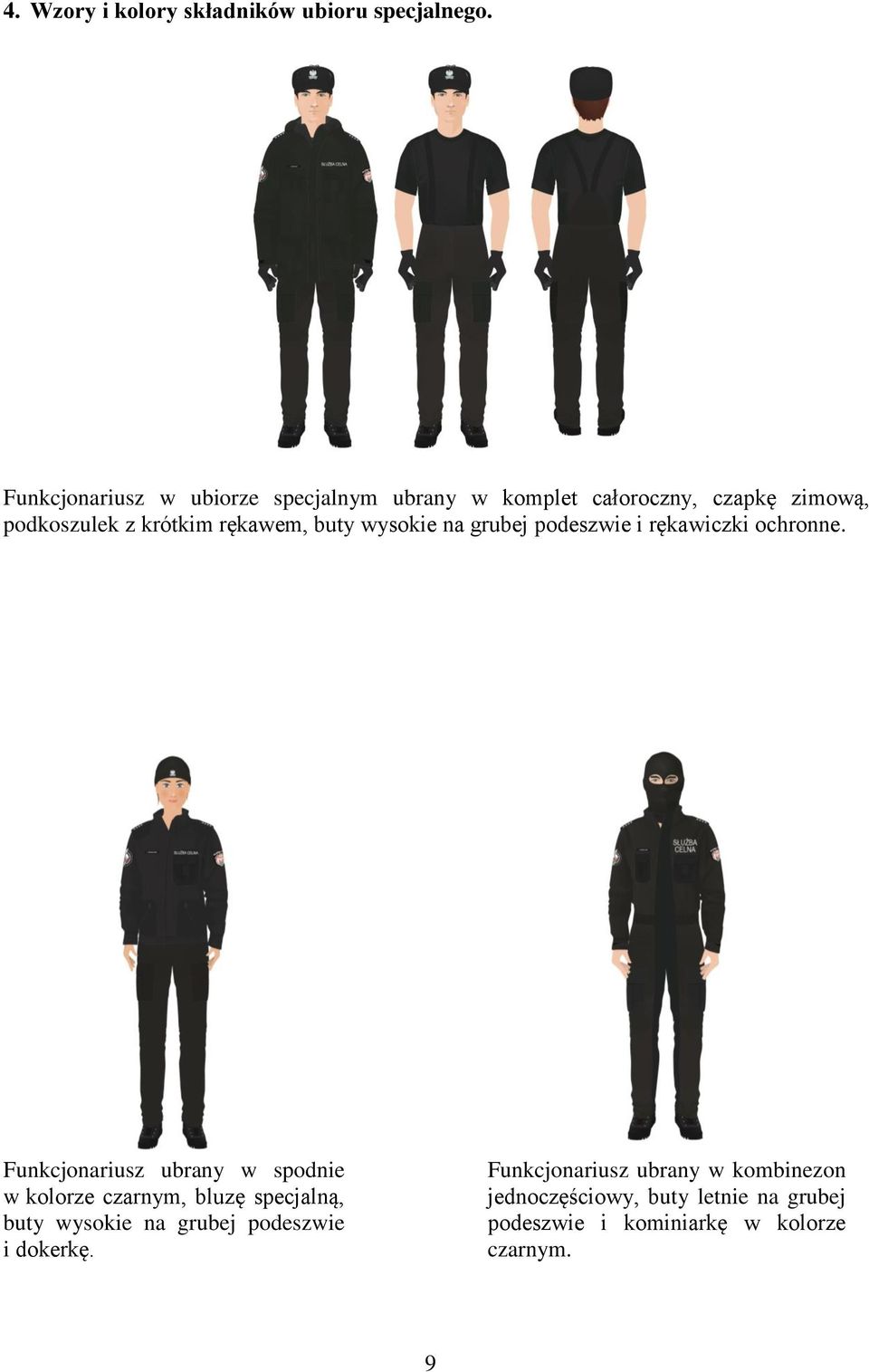 buty wysokie na grubej podeszwie i rękawiczki ochronne.