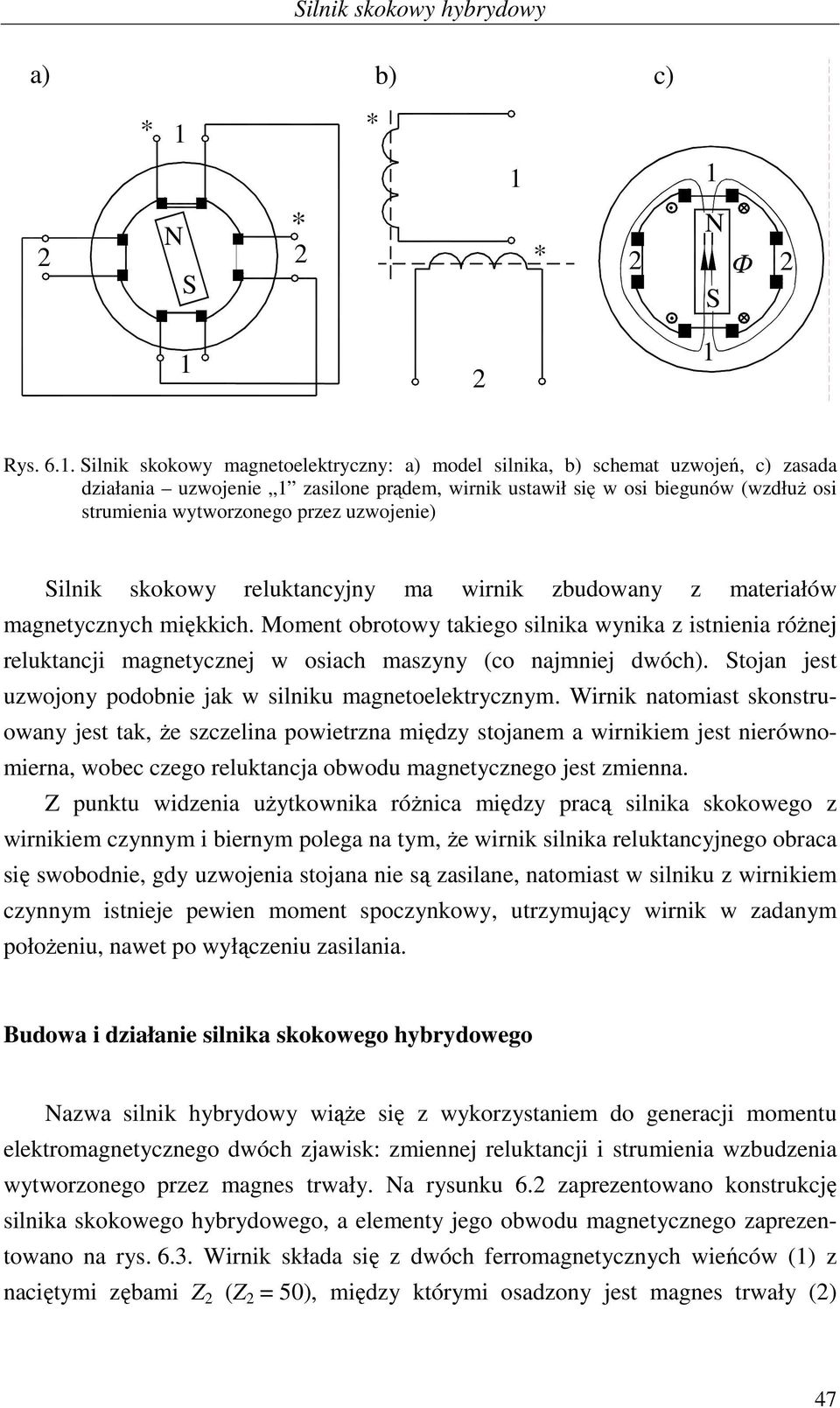 uzwojenie) Silnik skokowy relukancyjny ma wirnik zbudowany z maeriałów magneycznych miękkich.