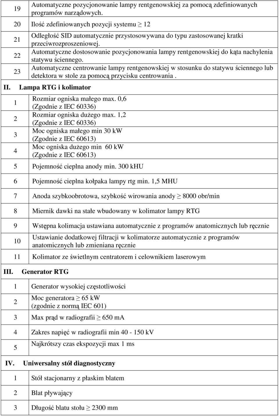 Automatyczne dostosowanie pozycjonowania lampy rentgenowskiej do kąta nachylenia statywu ściennego.