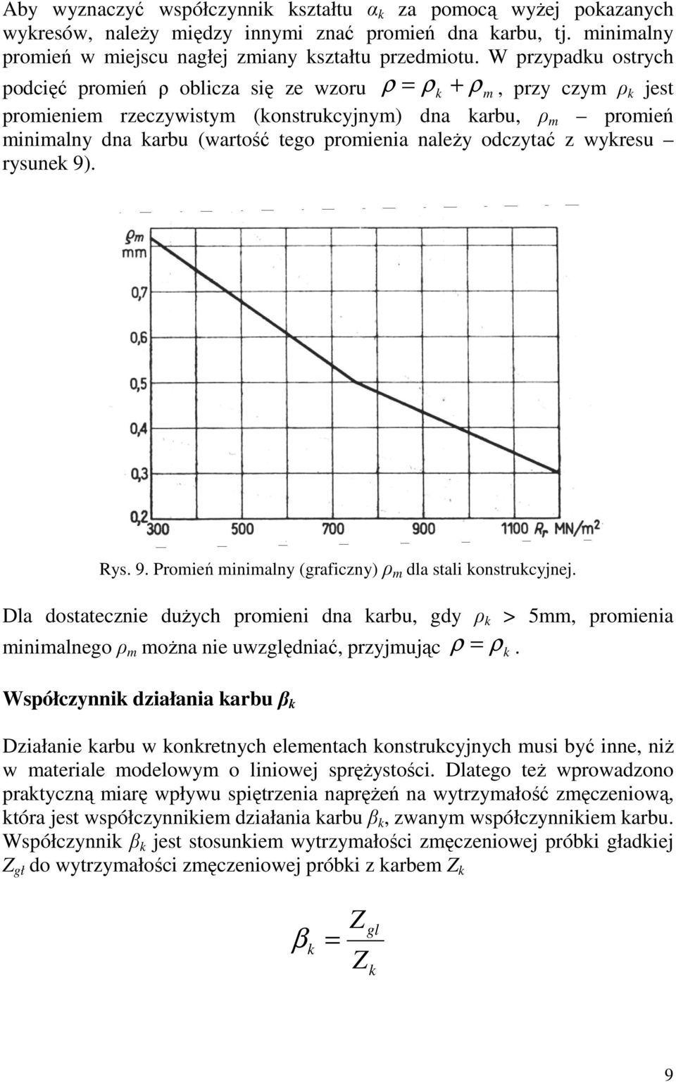 naleŝy odczytać z wykresu rysunek 9). Rys. 9. Promień minimalny (graficzny) ρ m dla stali konstrukcyjnej.