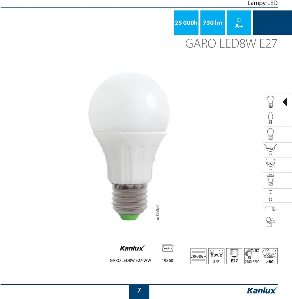 GARO LED8W E27-WW 19860