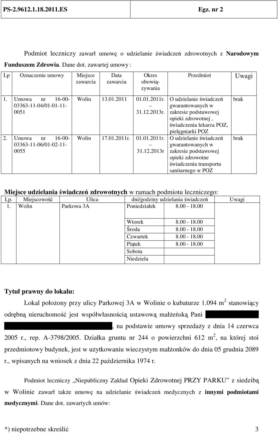 2013r. Wolin 17.01.2011r. 01.01.2011r. 31.12.