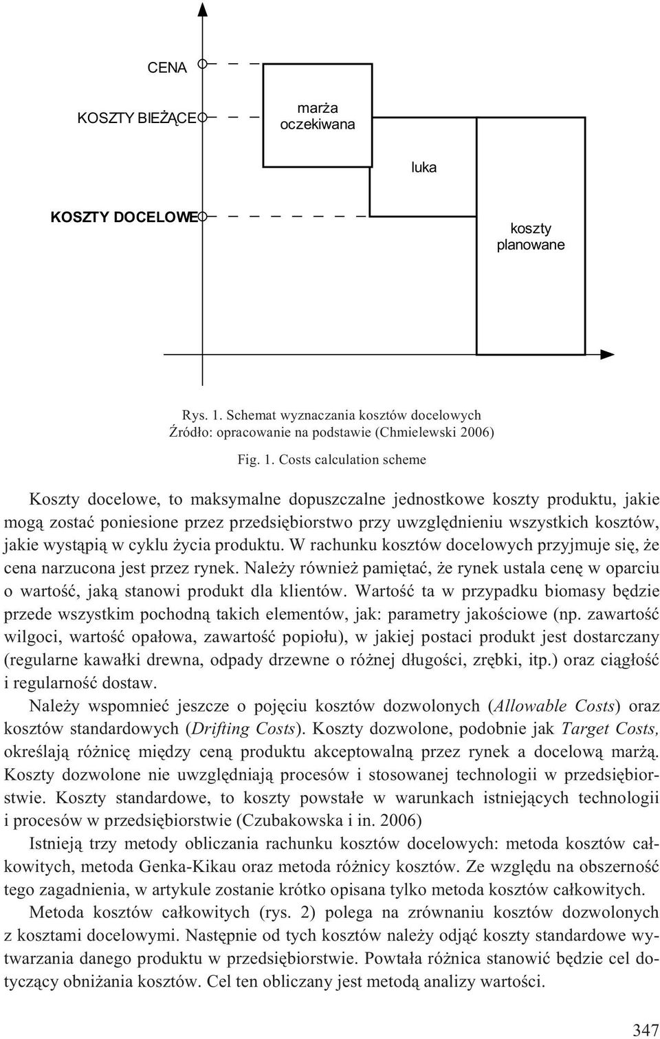 Costs calculation scheme Koszty docelowe, to maksymalne dopuszczalne jednostkowe koszty produktu, jakie mog¹ zostaæ poniesione przez przedsiêbiorstwo przy uwzglêdnieniu wszystkich kosztów, jakie
