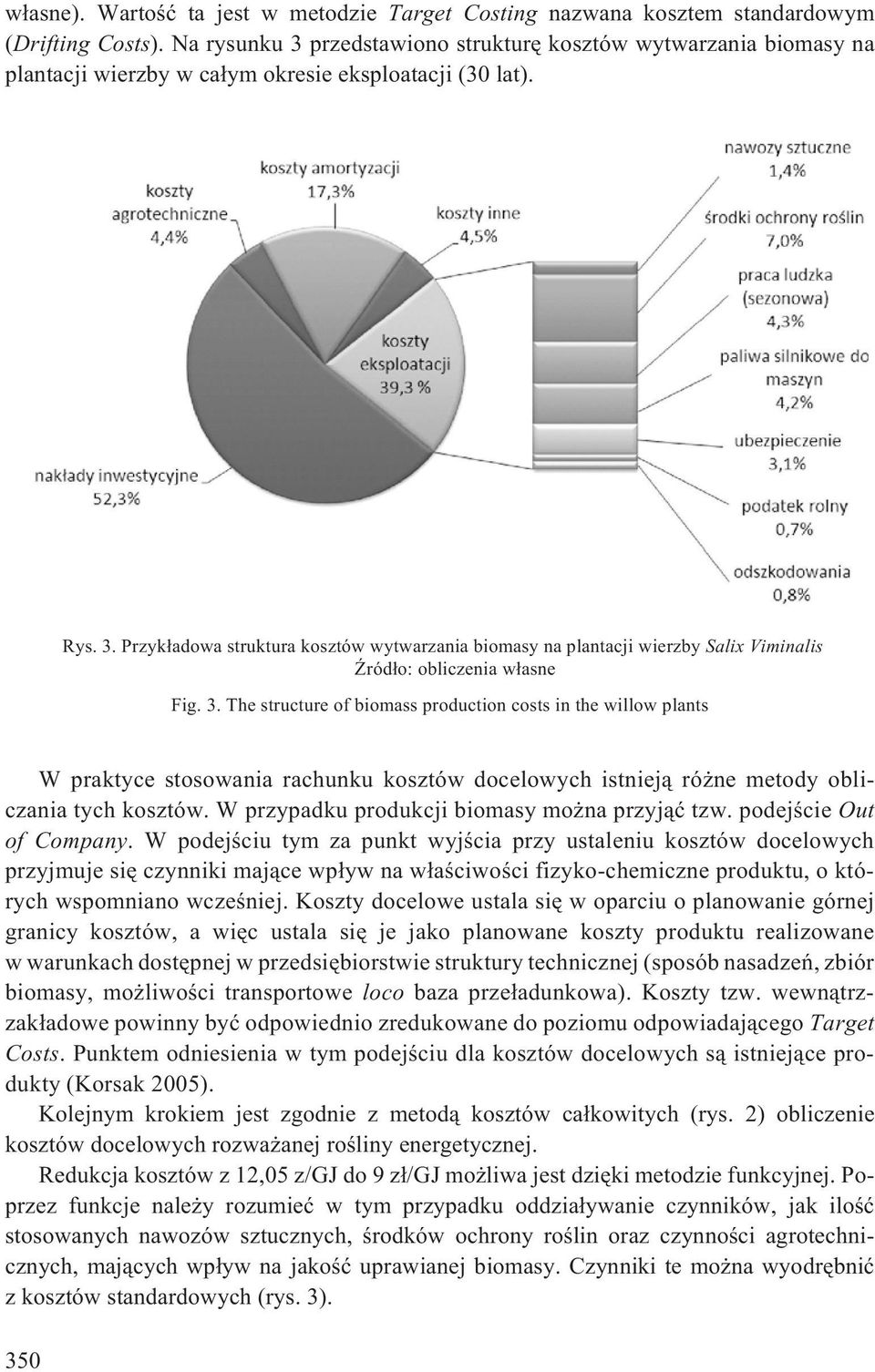 3. The structure of biomass production costs in the willow plants W praktyce stosowania rachunku kosztów docelowych istniej¹ ró ne metody obliczania tych kosztów.