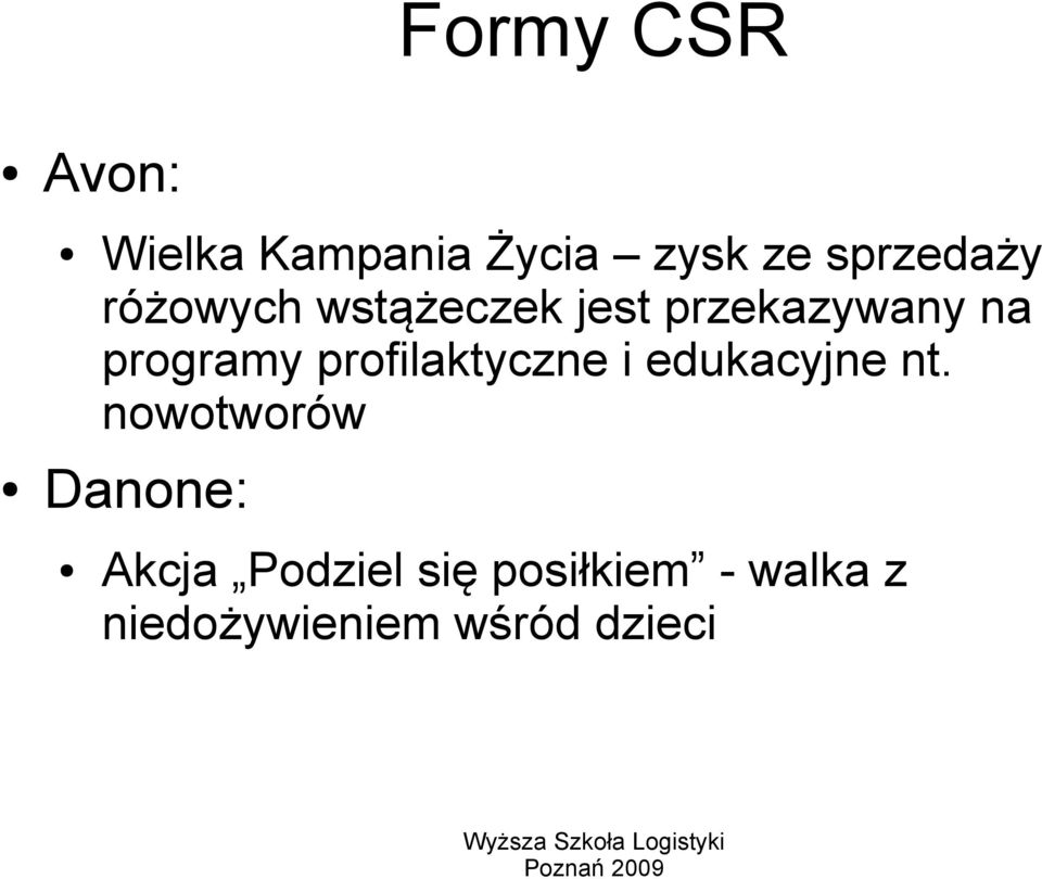 profilaktyczne i edukacyjne nt.