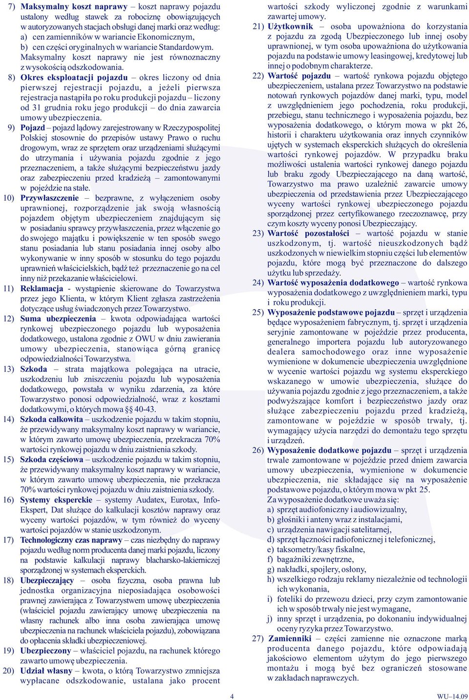 osoby b) cen części oryginalnych w wariancie Standardowym.