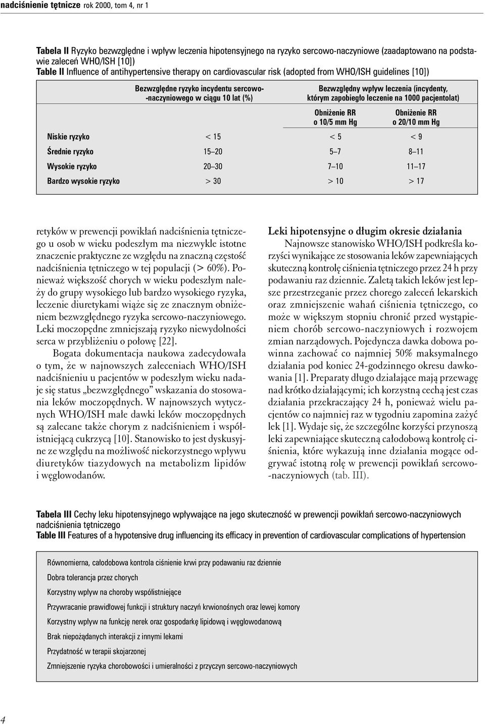 10 lat (%) którym zapobiegło leczenie na 1000 pacjentolat) Obniżenie RR Obniżenie RR o 10/5 mm Hg o 20/10 mm Hg Niskie ryzyko < 15 < 5 < 9 Średnie ryzyko 15 20 5 7 8 11 Wysokie ryzyko 20 30 7 10 11