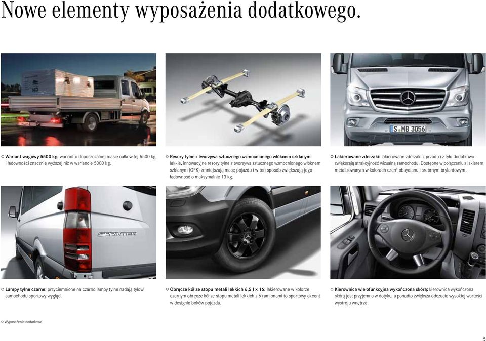 zwiększają jego ładowność o maksymalnie 13 kg. Lakierowane zderzaki: lakierowane zderzaki z przodu i z tyłu dodatkowo zwiększają atrakcyjność wizualną samochodu.