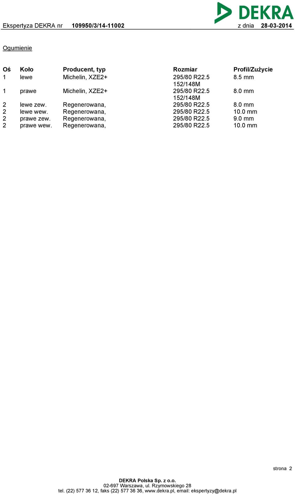Regenerowana, Regenerowana, Regenerowana, Regenerowana, Rozmiar 295/80 R22.
