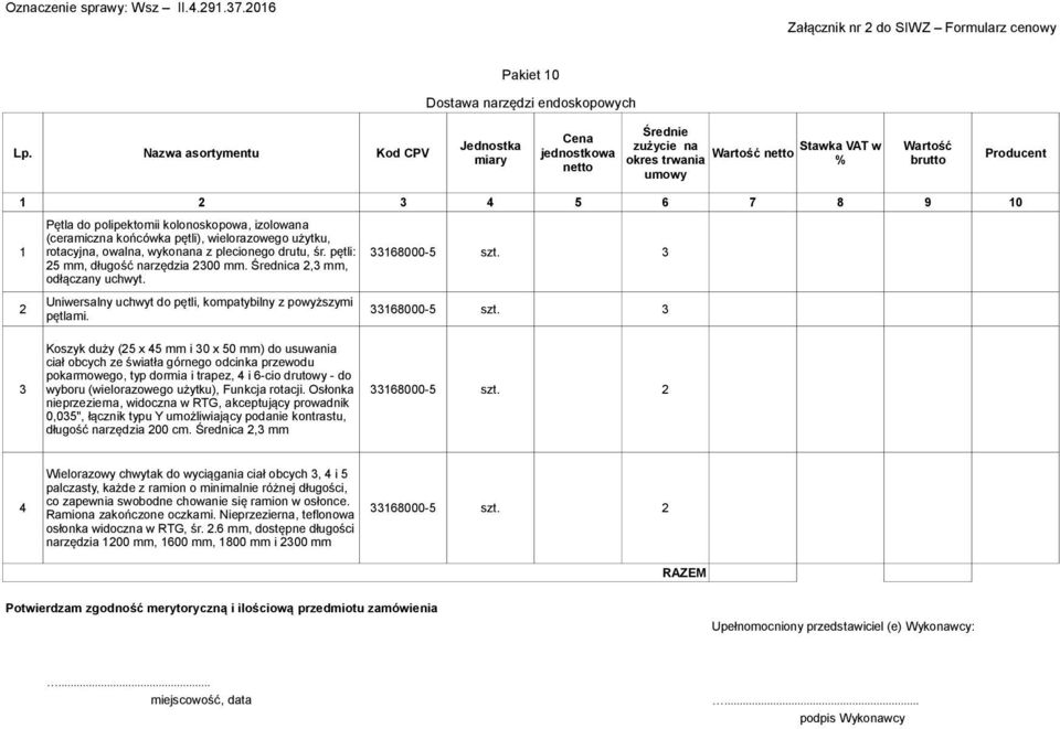 plecionego drutu, śr. pętli: 33168000-5 szt. 3 25 mm, długość narzędzia 2300 mm. Średnica 2,3 mm, odłączany uchwyt. Uniwersalny uchwyt do pętli, kompatybilny z powyższymi 2 33168000-5 szt. 3 pętlami.