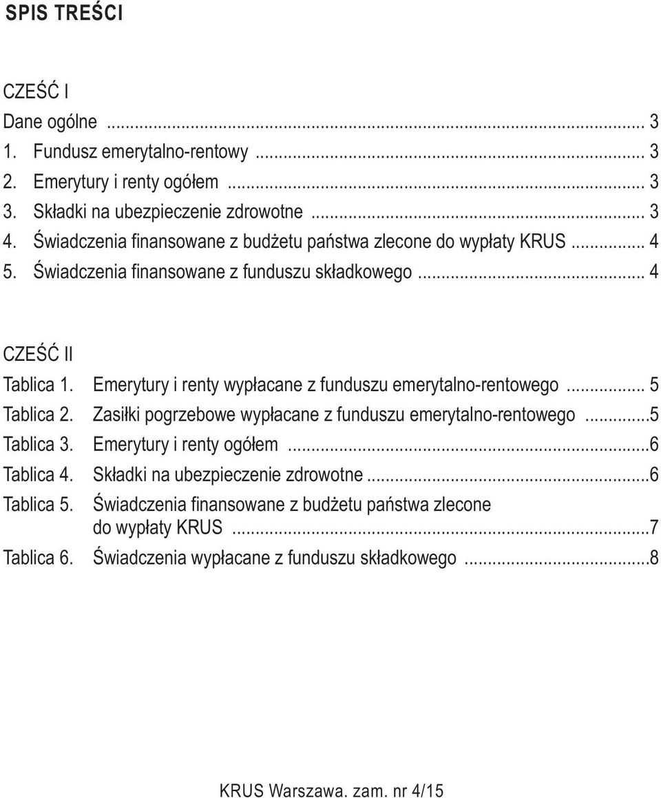 Emerytury i renty wypłacane z funduszu emerytalno-rentowego... 5 Tablica 2. Zasiłki pogrzebowe wypłacane z funduszu emerytalno-rentowego...5 Tablica 3.