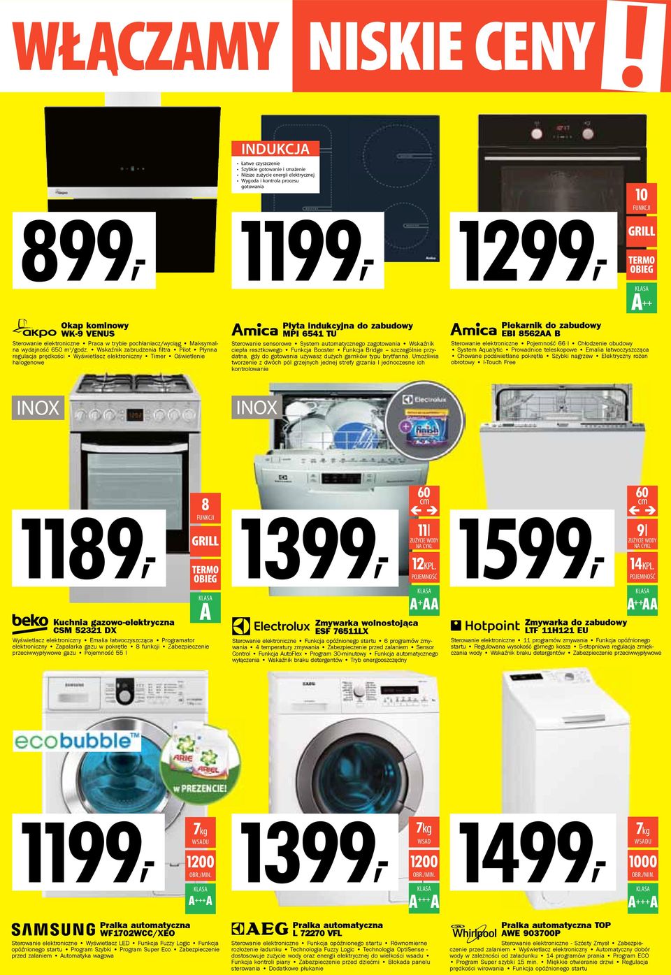 elektrycznej Wygoda i kontrola procesu gotowania 1199, 1299, Płyta indukcyjna do zabudowy MPI 6541 TU Sterowanie sensorowe System automatycznego zagotowania Wskaźnik ciepła resztkowego Funkcja
