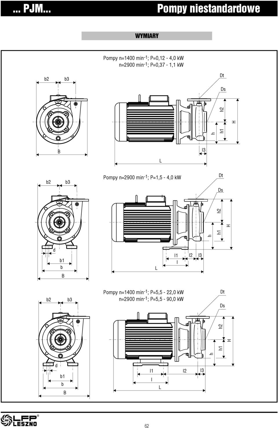 min-1; P=0,37-1,1 kw b2 b3 Dt Ds h1 h2 H B L I3 b2 b3 Dt Ds h h1 h2 H d b1 b B
