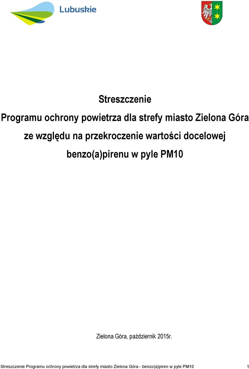 pyle PM10 Zielona Góra, październik 2015r.