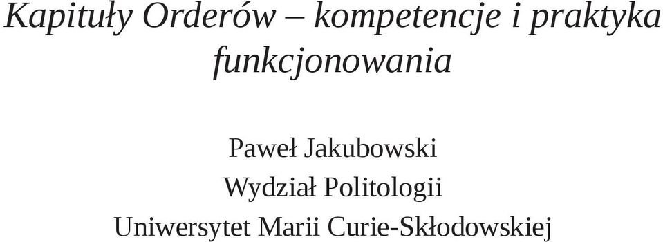 Jakubowski Wydział Politologii