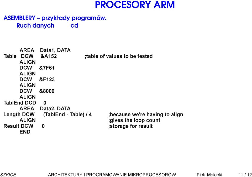 4 ;because we're having to align ;gives the loop count Result DCW 0 ;storage