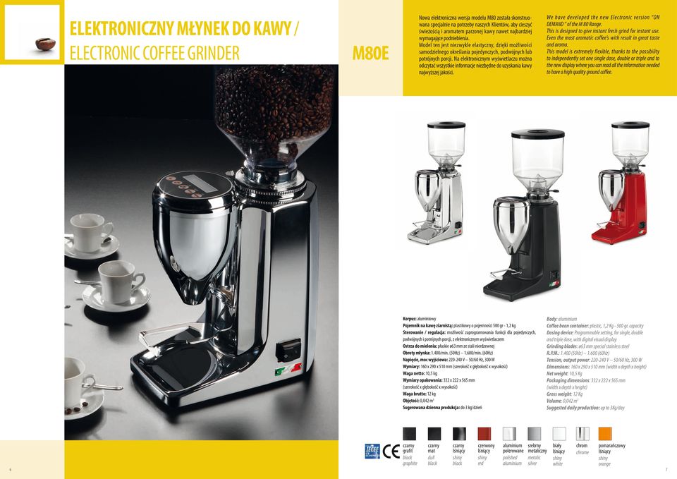 Na elektronicznym wyświetlaczu można odczytać wszystkie informacje niezbędne do uzyskania kawy najwyższej jakości. We have developed the new Electronic version ON DEMAND of the M 80 Range.