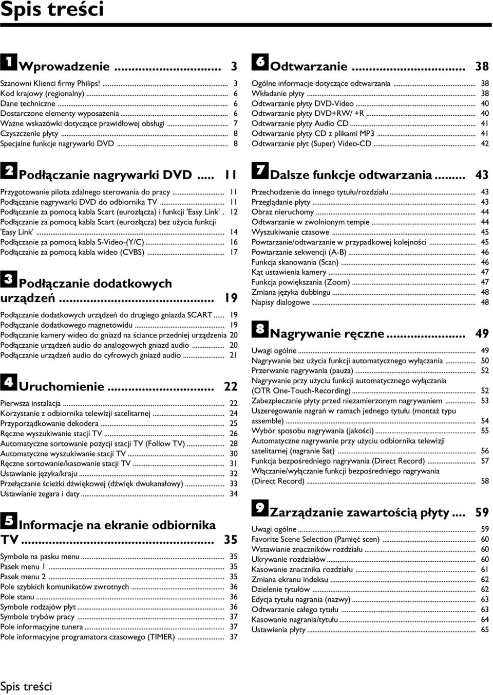 .. 11 Podłączanie nagrywarki DVD do odbiornika TV... 11 Podłączanie za pomocą kabla Scart (eurozłącza) i funkcji 'Easy Link'.
