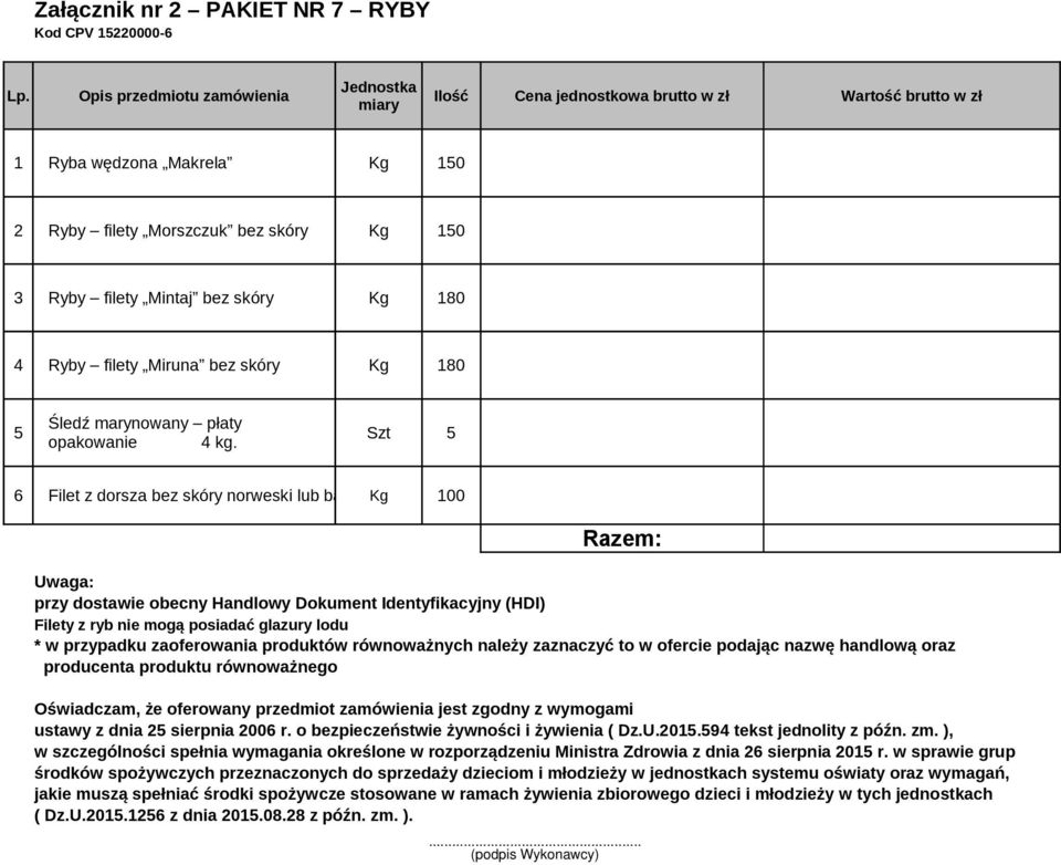 Kg 180 4 Ryby filety Miruna bez skóry Kg 180 Śledź marynowany płaty 5 Szt 5 opakowanie 4 kg.