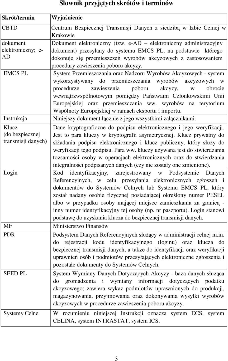 e-ad elektroniczny administracyjny dokument) przesyłany do systemu EMCS PL, na podstawie którego dokonuje się przemieszczeń wyrobów akcyzowych z zastosowaniem procedury zawieszenia poboru akcyzy.
