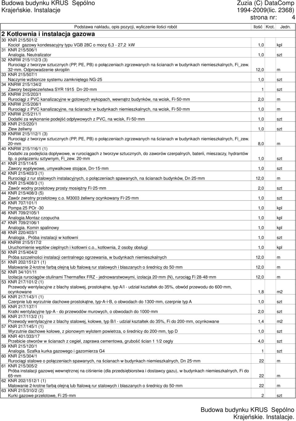 Neutralizator 1,0 szt 32 KNRW 215/112/3 (3) Rurociągi z tworzyw sztucznych (PP, PE, PB) o połączeniach zgrzewanych na ścianach w budynkach niemieszkalnych, Fi_zew. 32 mm.