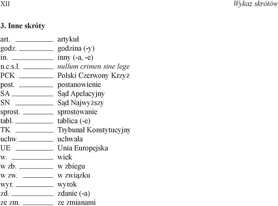 postanowienie SA Sąd Apelacyjny SN Sąd Najwyższy sprost. sprostowanie tabl.