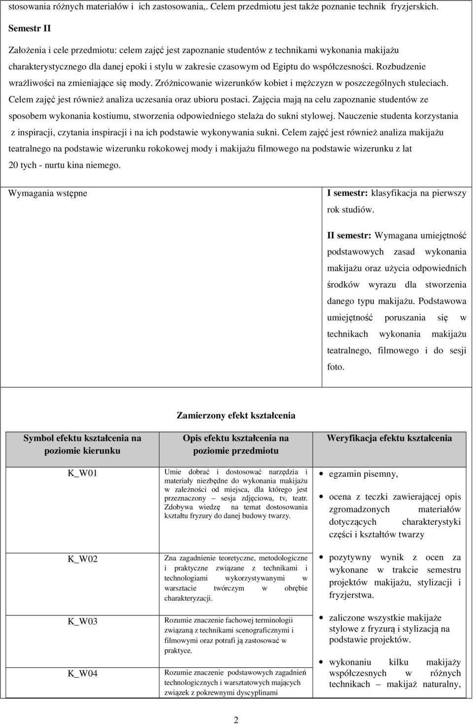 współczesności. Rozbudzenie wrażliwości na zmieniające się mody. Zróżnicowanie wizerunków kobiet i mężczyzn w poszczególnych stuleciach. Celem zajęć jest również analiza uczesania oraz ubioru postaci.